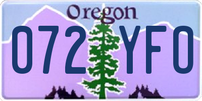 OR license plate 072YFO