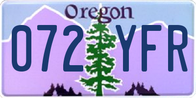 OR license plate 072YFR