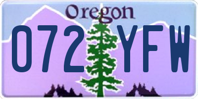 OR license plate 072YFW