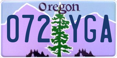 OR license plate 072YGA