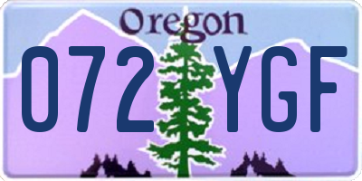 OR license plate 072YGF