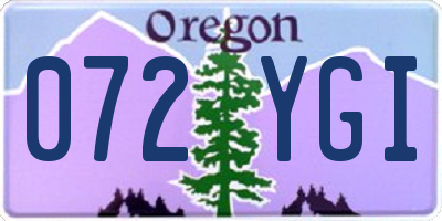 OR license plate 072YGI