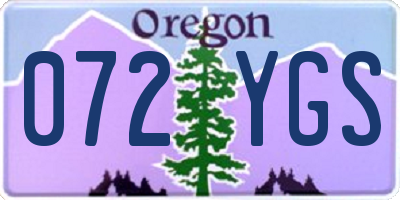 OR license plate 072YGS