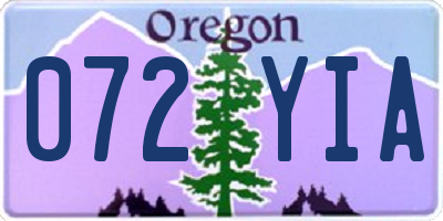 OR license plate 072YIA