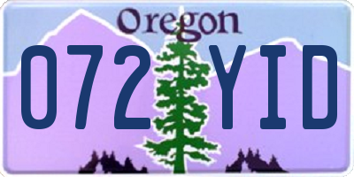 OR license plate 072YID