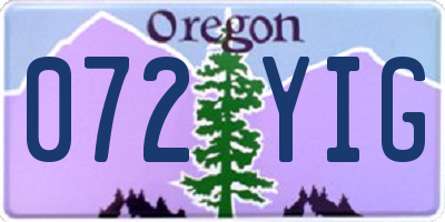 OR license plate 072YIG