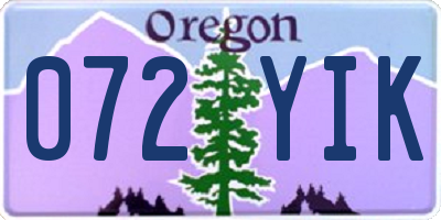 OR license plate 072YIK