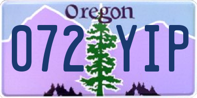 OR license plate 072YIP