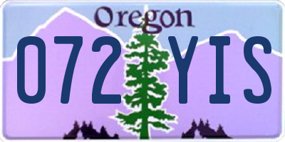 OR license plate 072YIS