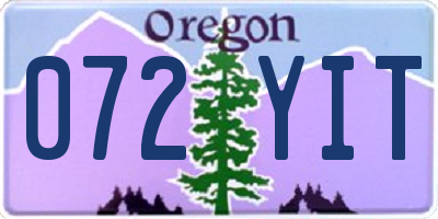 OR license plate 072YIT