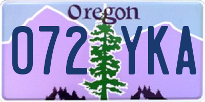 OR license plate 072YKA