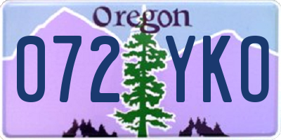 OR license plate 072YKO