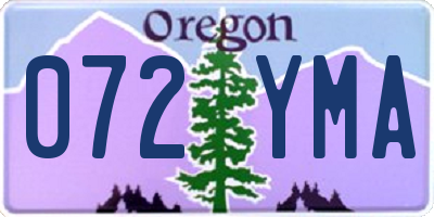 OR license plate 072YMA
