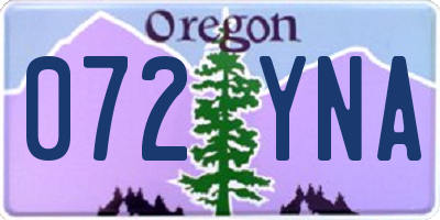 OR license plate 072YNA