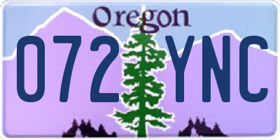 OR license plate 072YNC