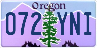 OR license plate 072YNI