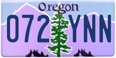 OR license plate 072YNN