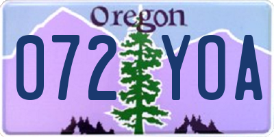 OR license plate 072YOA