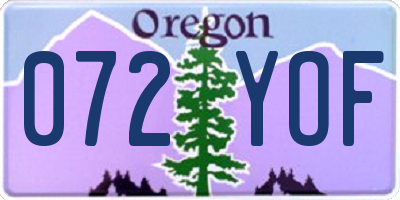 OR license plate 072YOF