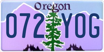 OR license plate 072YOG