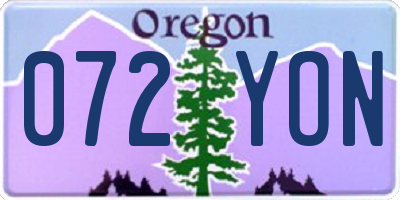 OR license plate 072YON