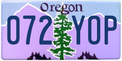 OR license plate 072YOP