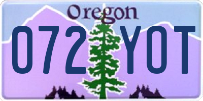 OR license plate 072YOT