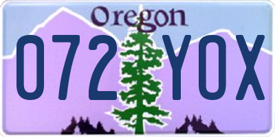 OR license plate 072YOX