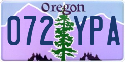OR license plate 072YPA