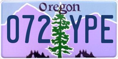 OR license plate 072YPE