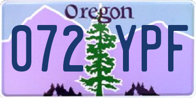 OR license plate 072YPF