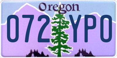 OR license plate 072YPO