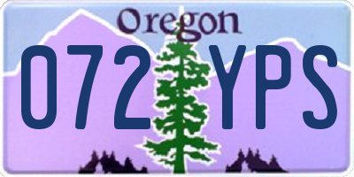 OR license plate 072YPS