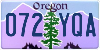 OR license plate 072YQA