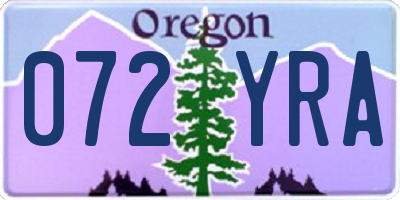 OR license plate 072YRA