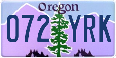 OR license plate 072YRK