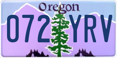 OR license plate 072YRV