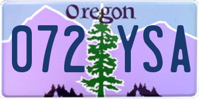 OR license plate 072YSA