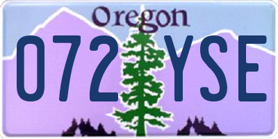 OR license plate 072YSE