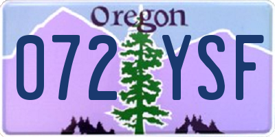 OR license plate 072YSF
