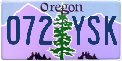OR license plate 072YSK