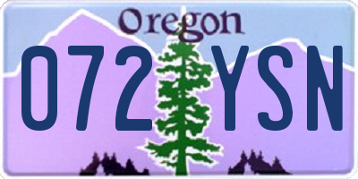 OR license plate 072YSN