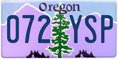 OR license plate 072YSP