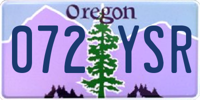 OR license plate 072YSR