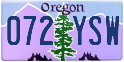OR license plate 072YSW