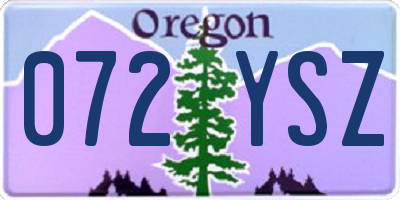 OR license plate 072YSZ