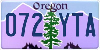 OR license plate 072YTA