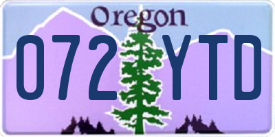 OR license plate 072YTD