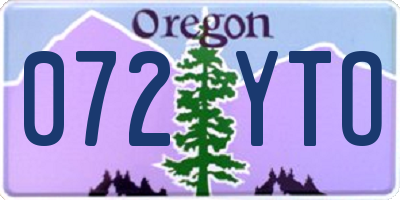 OR license plate 072YTO