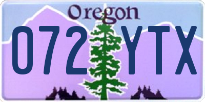OR license plate 072YTX